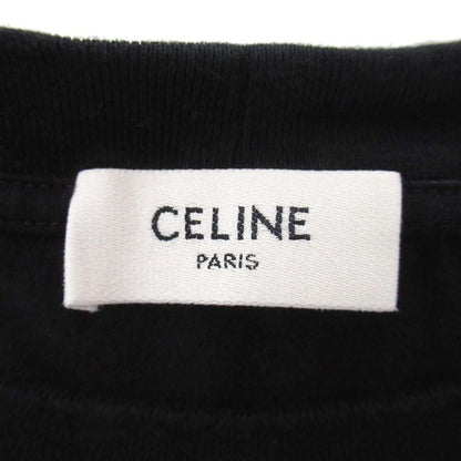 Celine Logo Print Short Sleeve Loose T-Shirt 2x681671q M Size Black Mens Used