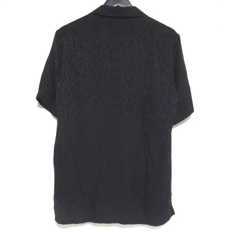 Saint Laurent Paris Baby Cat Silk Short Sleeve Open Collar Shirt Size 37