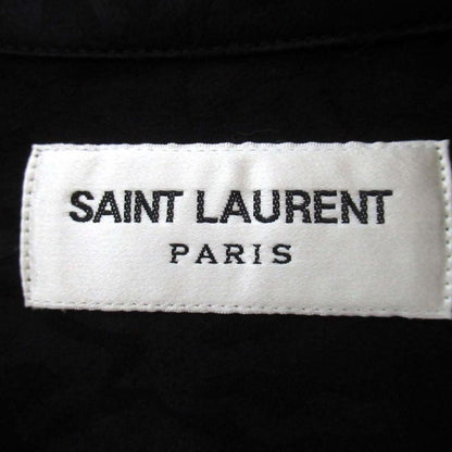 Saint Laurent Paris Baby Cat Silk Short Sleeve Open Collar Shirt Size 37