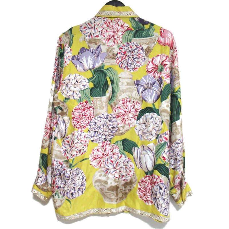 Gucci Tom Ford Period Flower Print Silk Blouse Shirt Size 40 Yellow Women Used