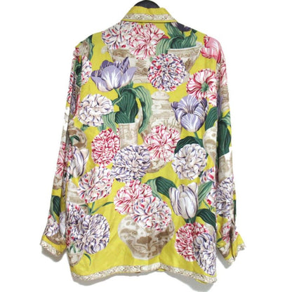 Gucci Tom Ford Period Flower Print Silk Blouse Shirt Size 40 Yellow Women Used