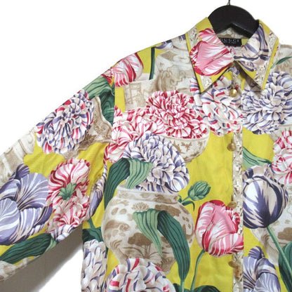 Gucci Tom Ford Period Flower Print Silk Blouse Shirt Size 40 Yellow Women Used