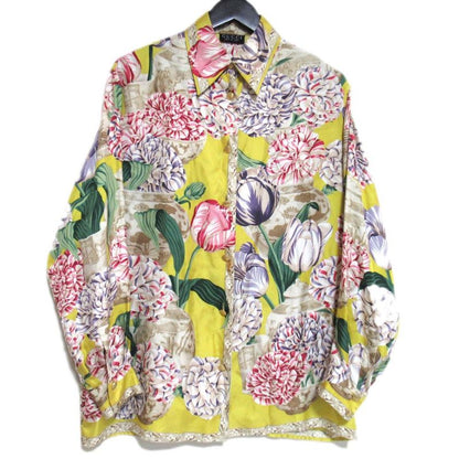 Gucci Tom Ford Period Flower Print Silk Blouse Shirt Size 40 Yellow Women Used