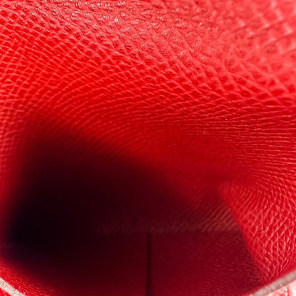 Hermes Bastia Coin Case Wallet Red N Engraved Ladies Used