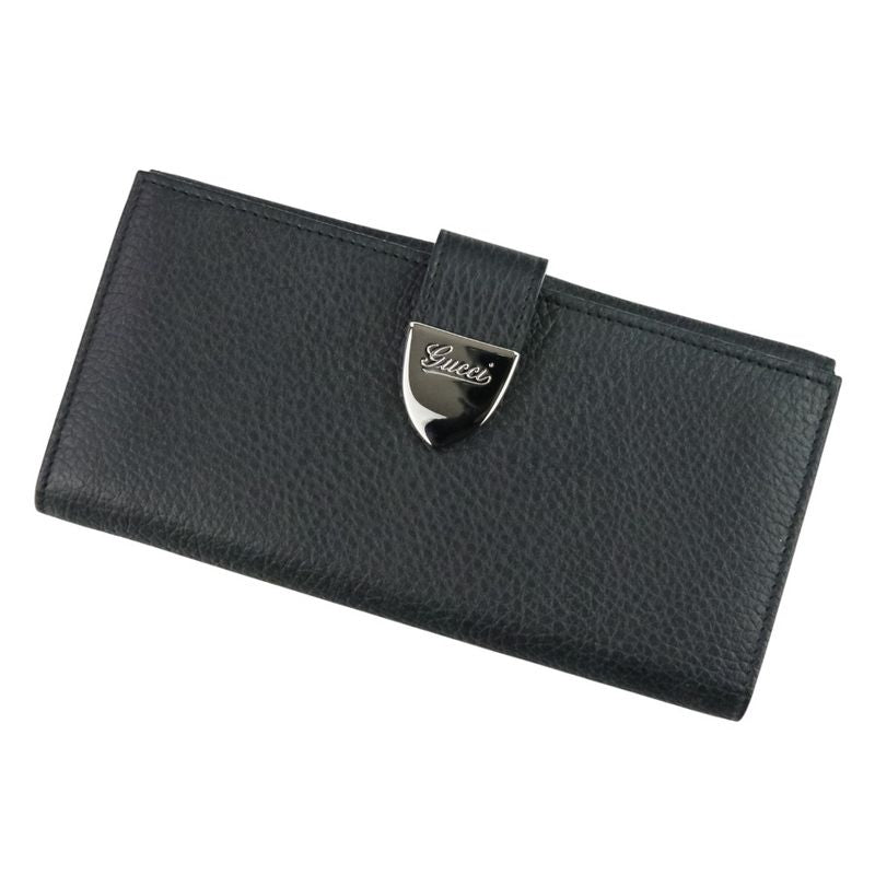 Gucci W Hook Leather Long Wallet Long Wallet 231837 Black Ladies Used