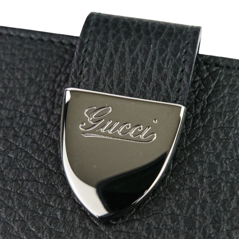 Gucci W Hook Leather Long Wallet Long Wallet 231837 Black Ladies Used