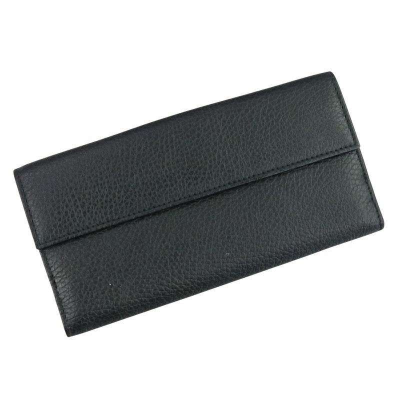 Gucci W Hook Leather Long Wallet Long Wallet 231837 Black Ladies Used