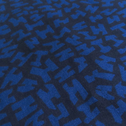 Hermes Cashmere Silk Blend H Logo All Over Mini Fringe Stole Scarf Shawl Navy