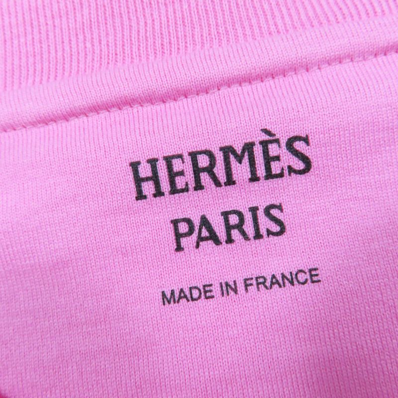 Hermes 23SS 3e4625dl Canoe 100% Cotton Chaine D'ancre Short Sleeve T-shirt Pink
