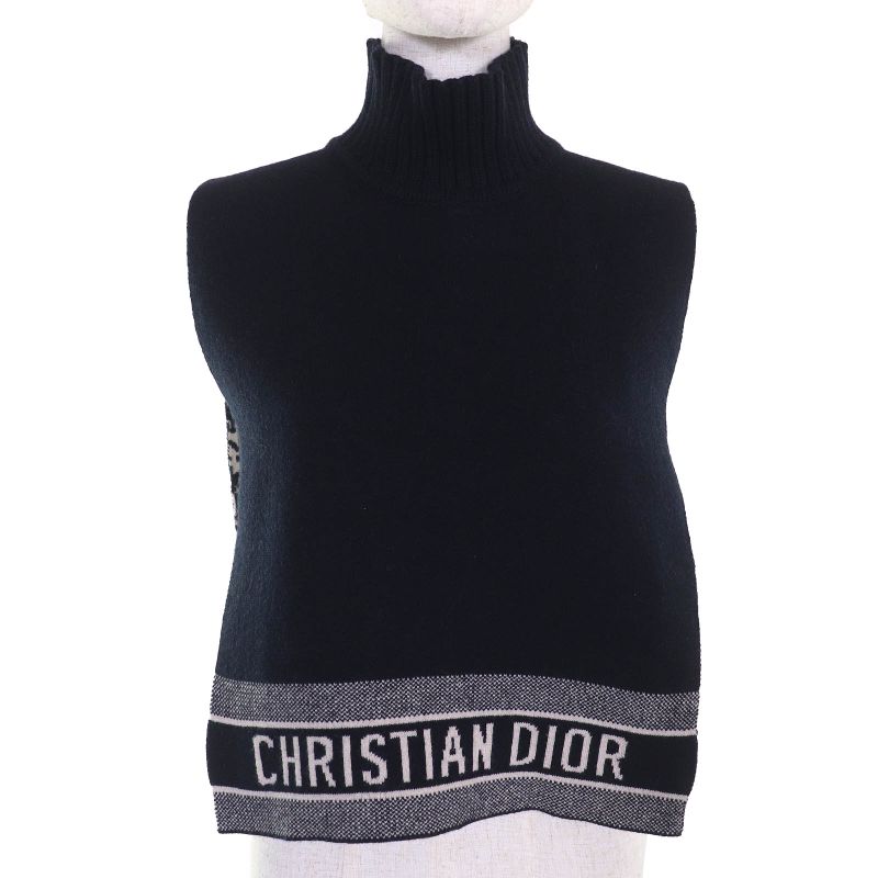 Christian DIOR 15dob412i099 97% Cashmere Oblique Logo High Neck Reversible Knit
