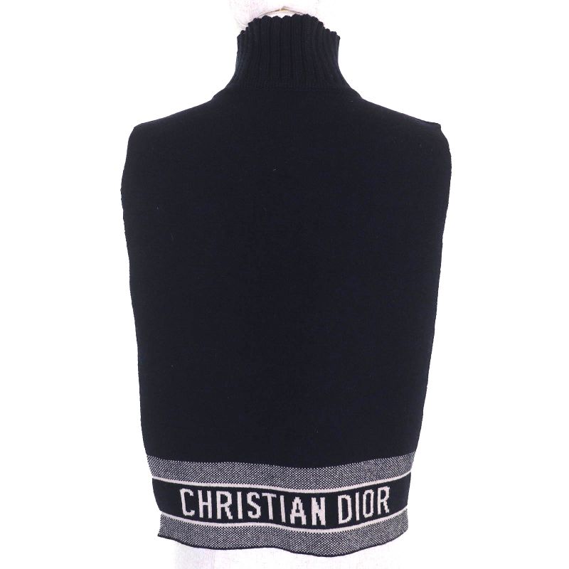 Christian DIOR 15dob412i099 97% Cashmere Oblique Logo High Neck Reversible Knit