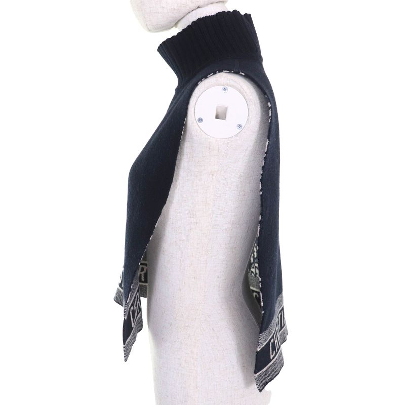 Christian DIOR 15dob412i099 97% Cashmere Oblique Logo High Neck Reversible Knit