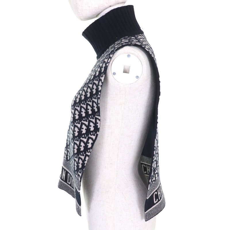 Christian DIOR 15dob412i099 97% Cashmere Oblique Logo High Neck Reversible Knit