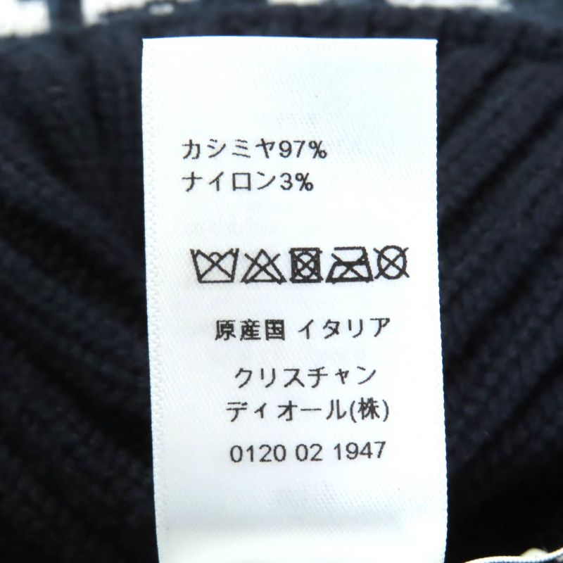 Christian DIOR 15dob412i099 97% Cashmere Oblique Logo High Neck Reversible Knit