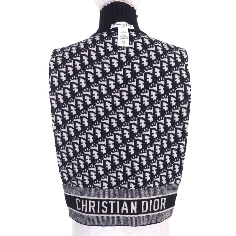 Christian DIOR 15dob412i099 97% Cashmere Oblique Logo High Neck Reversible Knit