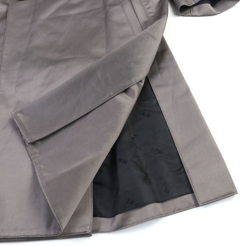 DIOR Homme 943c301a4698 Technical Cotton Satin Logo Button Belted Trench Coat