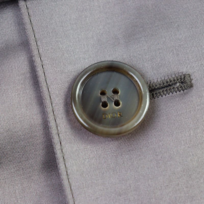 DIOR Homme 943c301a4698 Technical Cotton Satin Logo Button Belted Trench Coat