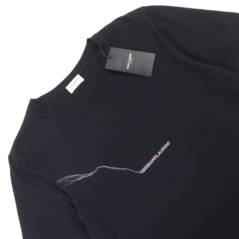 Saint Laurent Paris 2021 673439 100% Cotton Front Logo Print Crew Neck Short