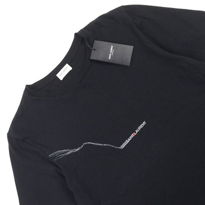 Saint Laurent Paris 2021 673439 100% Cotton Front Logo Print Crew Neck Short