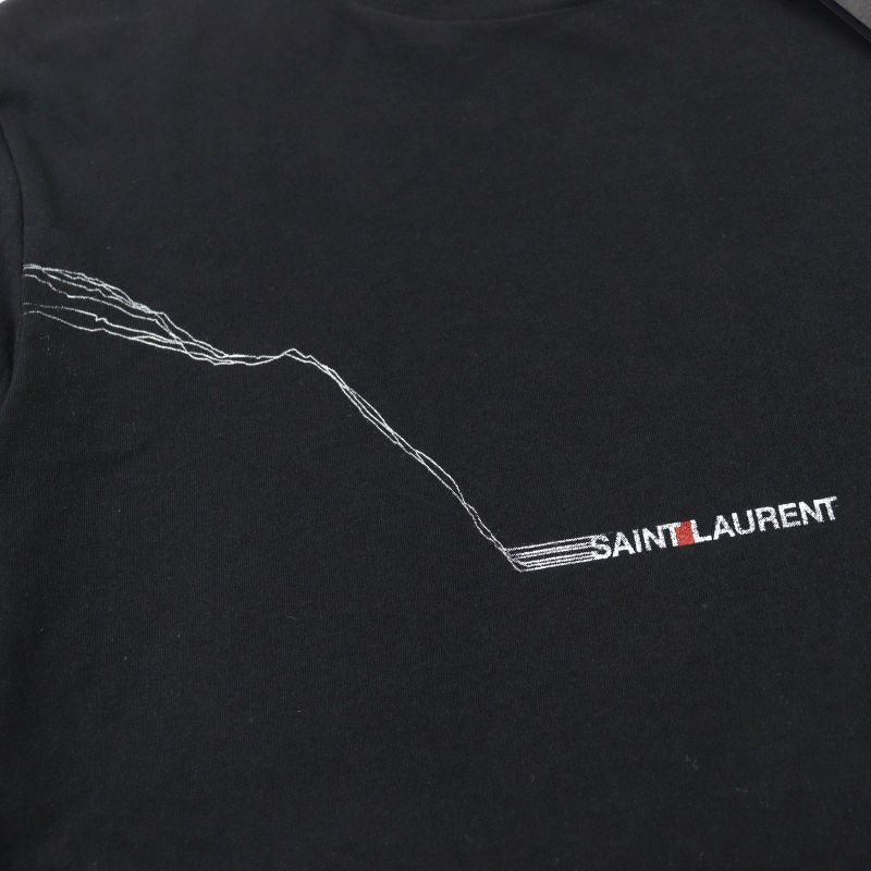 Saint Laurent Paris 2021 673439 100% Cotton Front Logo Print Crew Neck Short