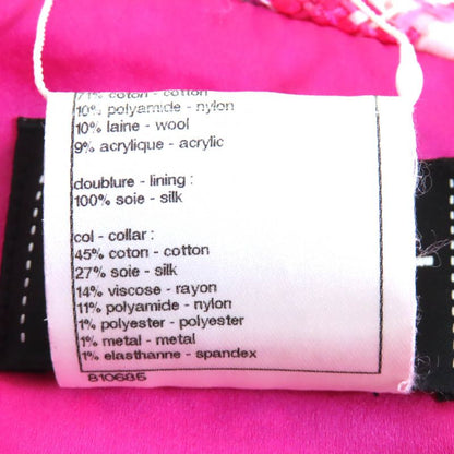 CHANEL P49180 Coco Button Metallic Trim Short Sleeve Tweed Dress Pink 34 Made