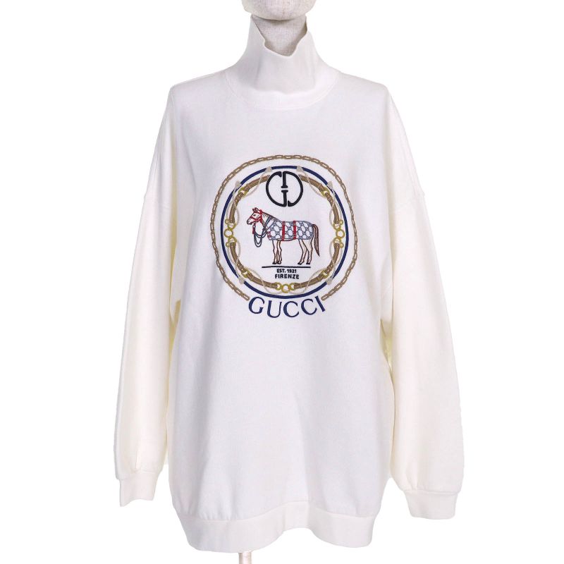 Gucci 24SS 760367 100% Cotton Logo Embroidery High Neck Sweatshirt Mini Dress