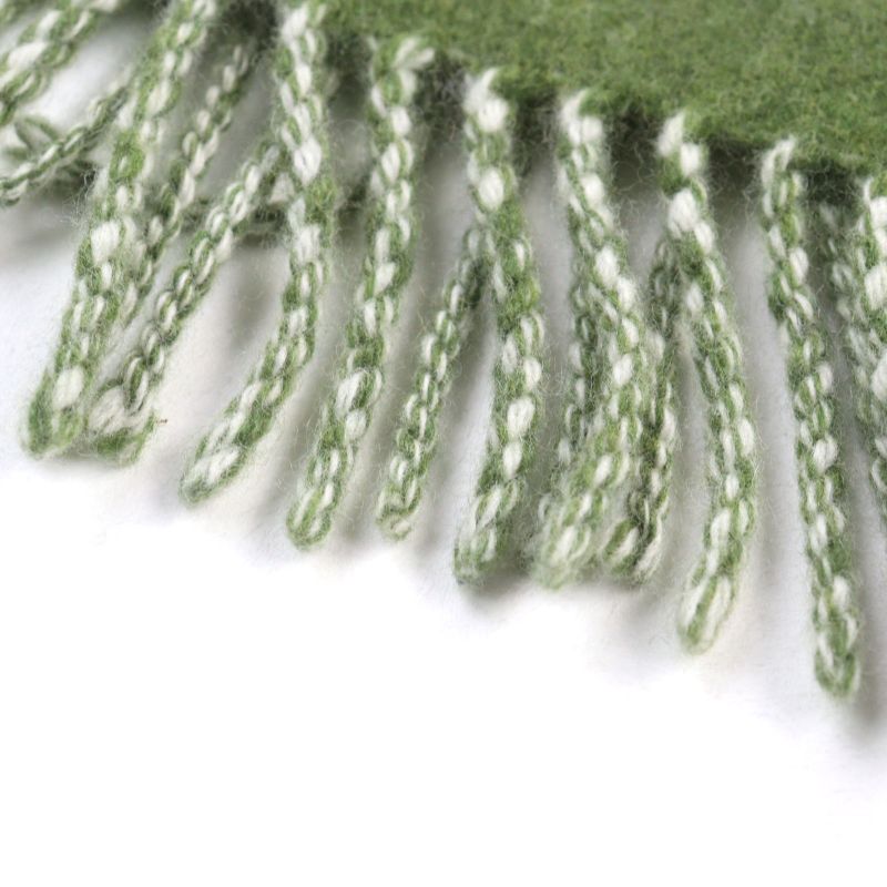 LOEWE Wool Cashmere Anagram Logo Leather Reversible Scarf With Patch Khaki