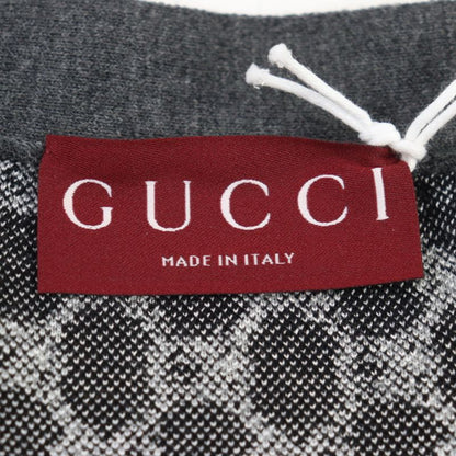 Gucci 24AW 801702 Wool Silk-blend GG Jacquard Webline Logo Button Cardigan