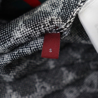 Gucci 24AW 801702 Wool Silk-blend GG Jacquard Webline Logo Button Cardigan