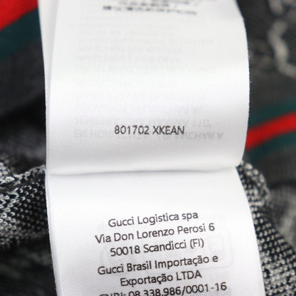 Gucci 24AW 801702 Wool Silk-blend GG Jacquard Webline Logo Button Cardigan