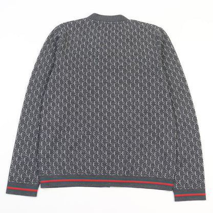 Gucci 24AW 801702 Wool Silk-blend GG Jacquard Webline Logo Button Cardigan
