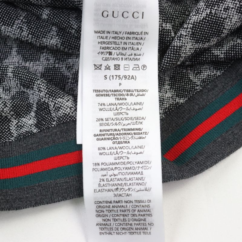 Gucci 24AW 801702 Wool Silk-blend GG Jacquard Webline Logo Button Cardigan