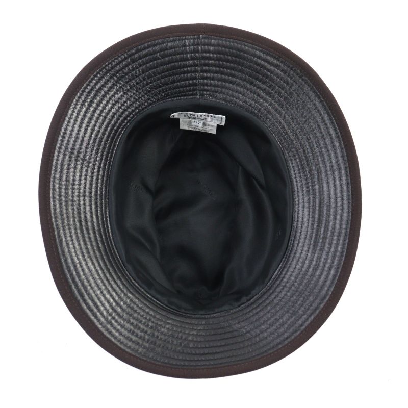 Hermes Leather Hat With Ribbon And Logo Lining Black 57 Hat Made In France
