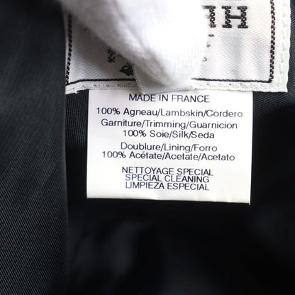 Hermes Leather Hat With Ribbon And Logo Lining Black 57 Hat Made In France