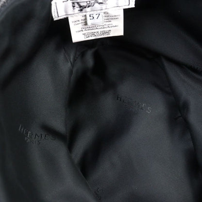 Hermes Leather Hat With Ribbon And Logo Lining Black 57 Hat Made In France