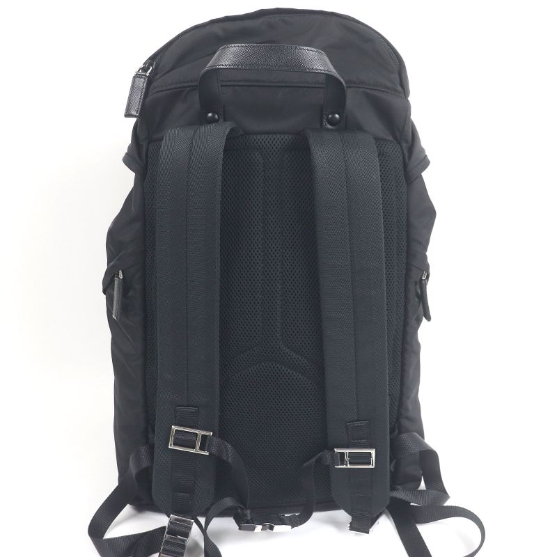 Prada 2vz019 Saffiano Leather Re-nylon Triangle Logo Backpack Sac Daypack Black