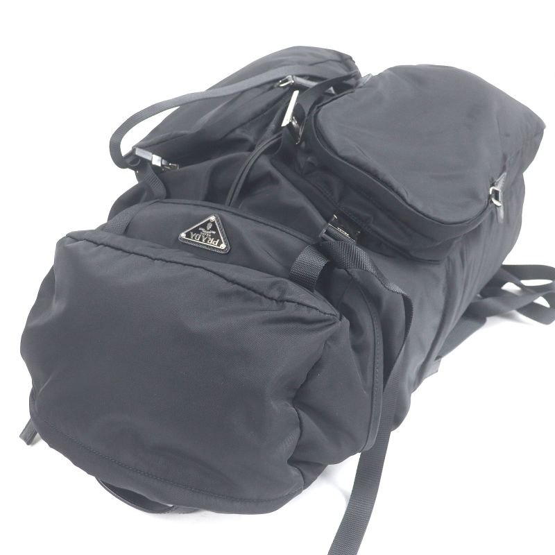 Prada 2vz019 Saffiano Leather Re-nylon Triangle Logo Backpack Sac Daypack Black