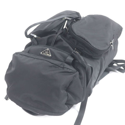 Prada 2vz019 Saffiano Leather Re-nylon Triangle Logo Backpack Sac Daypack Black