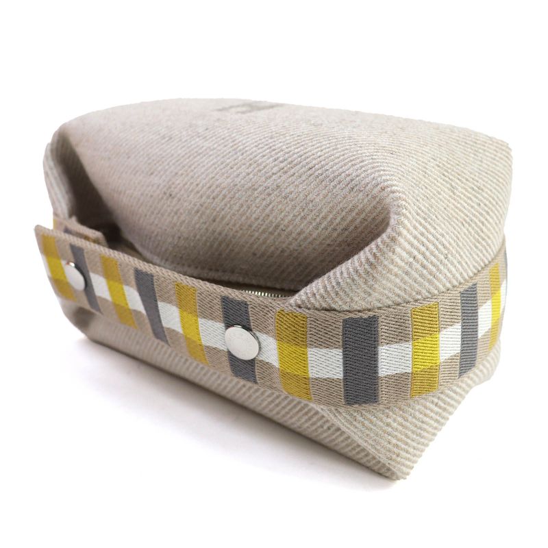 Hermes Brid-a-Brac PM Au Carre 100% Wool Segre Silver Hardware Serie Button