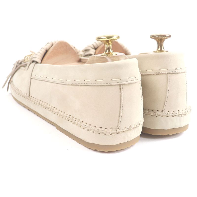 Fendi 23SS 7p1589 Nubuck Leather FF Logo Gold Hardware Fringe Auroc Loafer