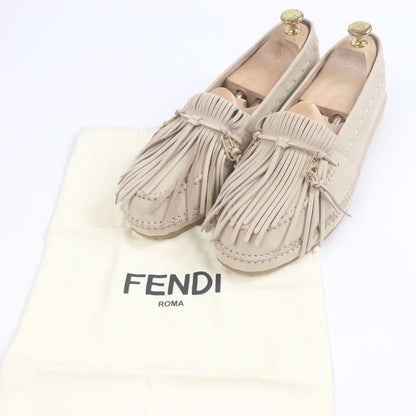 Fendi 23SS 7p1589 Nubuck Leather FF Logo Gold Hardware Fringe Auroc Loafer