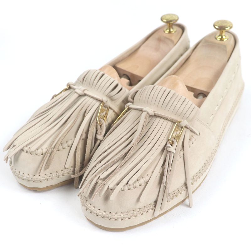 Fendi 23SS 7p1589 Nubuck Leather FF Logo Gold Hardware Fringe Auroc Loafer