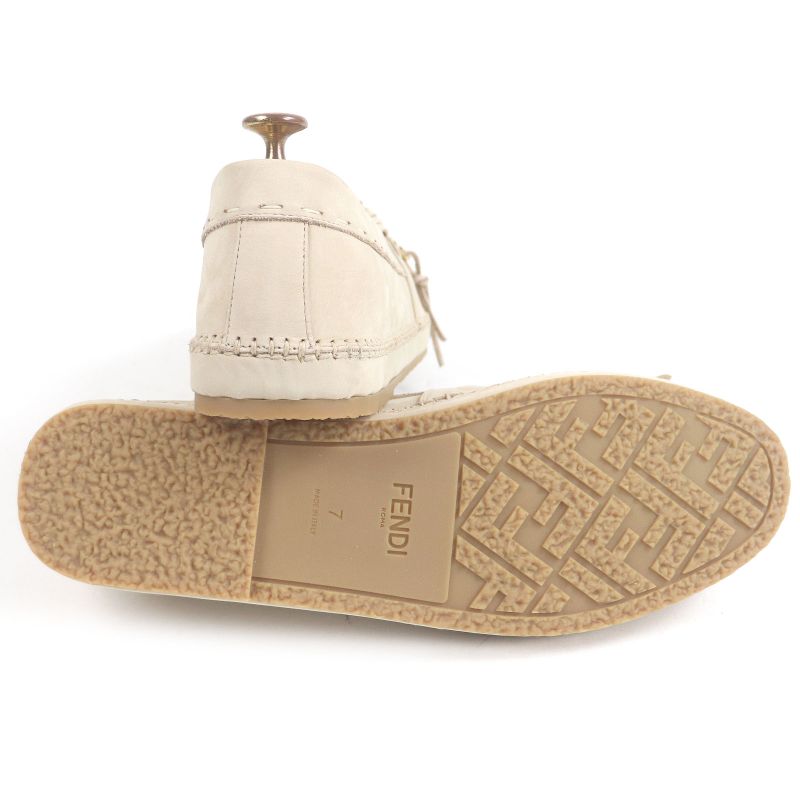 Fendi 23SS 7p1589 Nubuck Leather FF Logo Gold Hardware Fringe Auroc Loafer