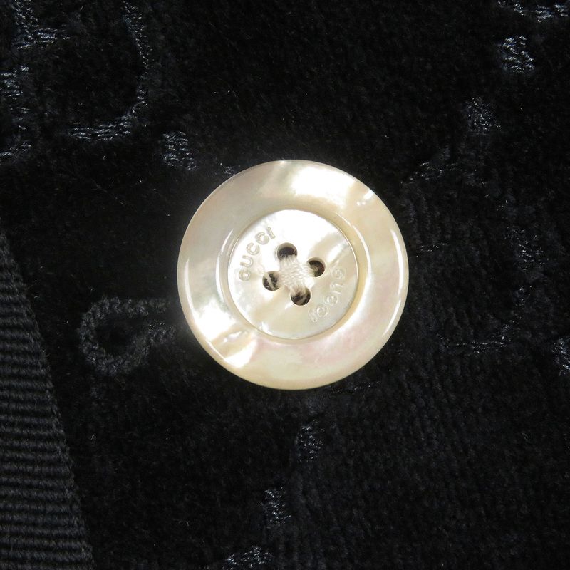 Gucci 522513 GG Logo All-over Pattern Single Velour Tailored Jacket 44 Black