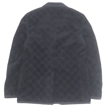 Gucci 522513 GG Logo All-over Pattern Single Velour Tailored Jacket 44 Black