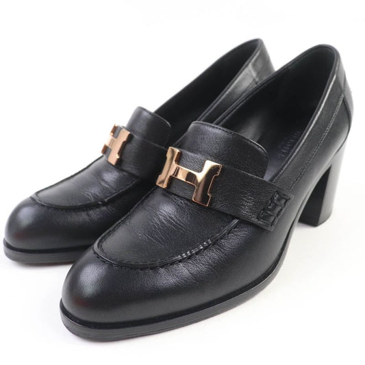 Hermes Dauphine Gold Hardware 2024 Purchase Constance Leather Pumps Black 36.5