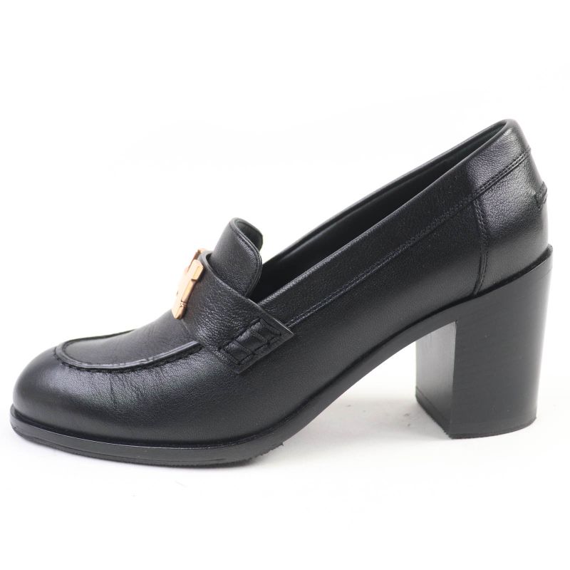 Hermes Dauphine Gold Hardware 2024 Purchase Constance Leather Pumps Black 36.5
