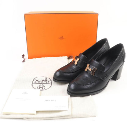 Hermes Dauphine Gold Hardware 2024 Purchase Constance Leather Pumps Black 36.5
