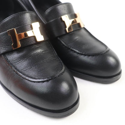 Hermes Dauphine Gold Hardware 2024 Purchase Constance Leather Pumps Black 36.5