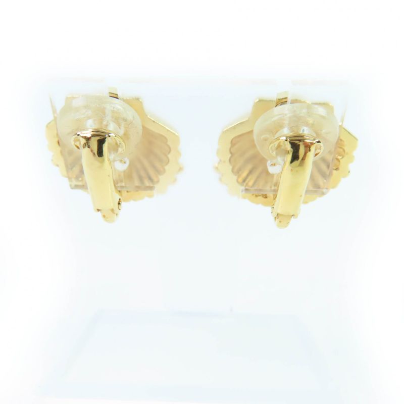 CHANEL G23C Coco Mark Shell Design Earrings With Rhinestones Gold With Box Made